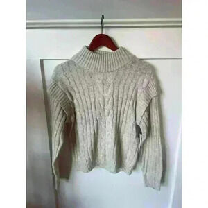 NWT Time & Tru Cream High Neck Cable Knit Sweater, S